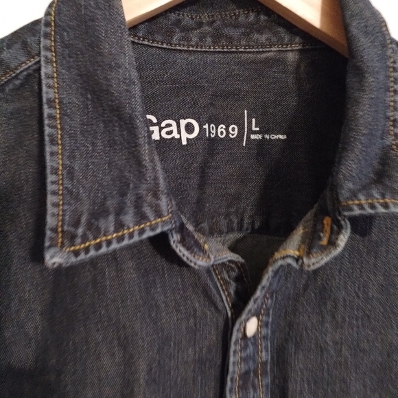 COPY - Gap 1969 Jean Shirt W/ Pearl Buttons Recycled Cotton Size Large EUC - Picture 3 of 11